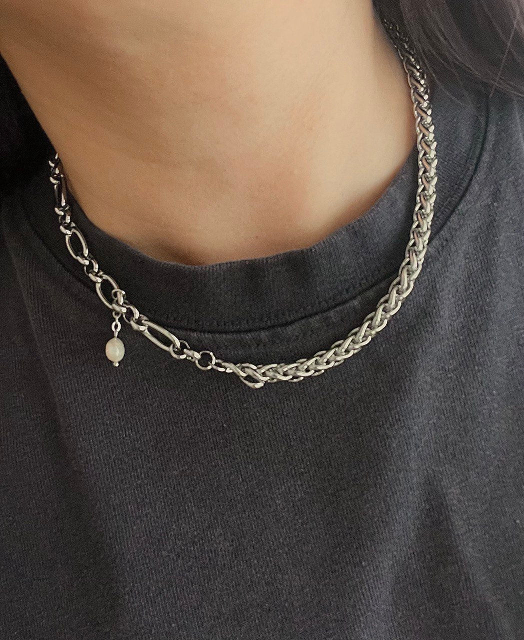 Цепочка асимметричная с жемчужиной