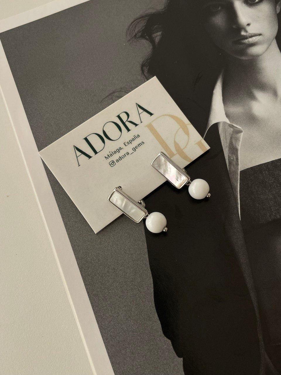 Серьги с перламутром и белым кварцем