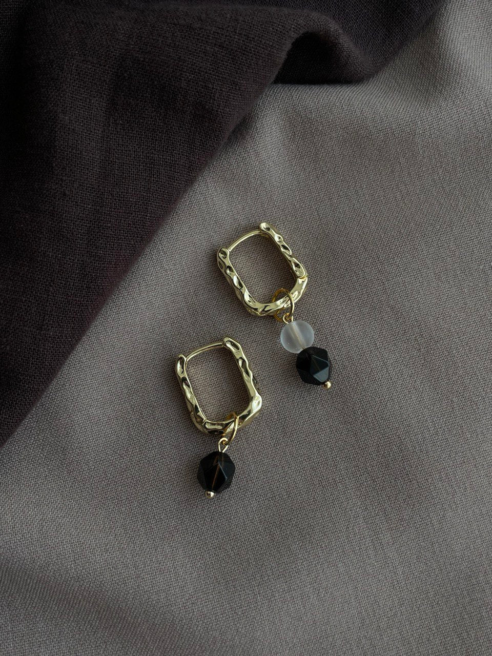 Earrings - ovals with smoky quartz