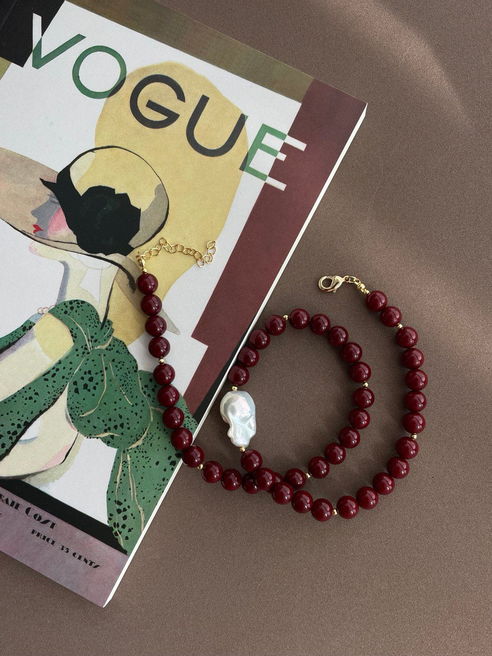 Колье "Грация" в бордо