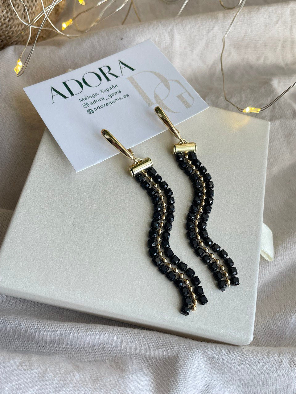 Серьги "Каскад" черные