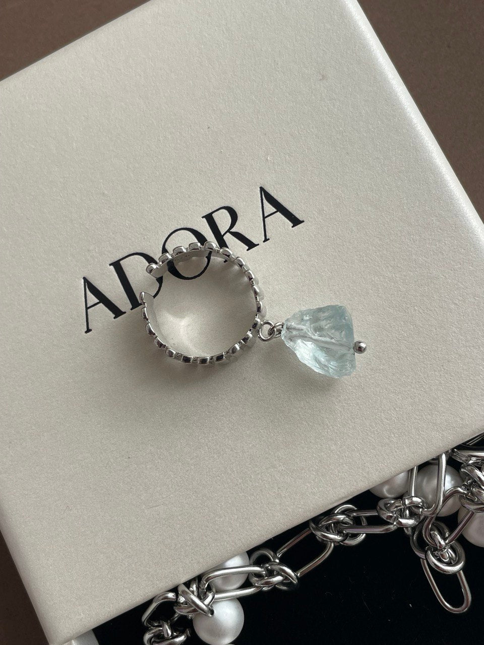 Кольцо с аквакварцем