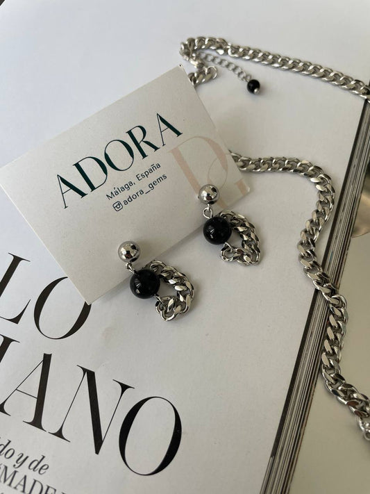 Серьги с обсидианом