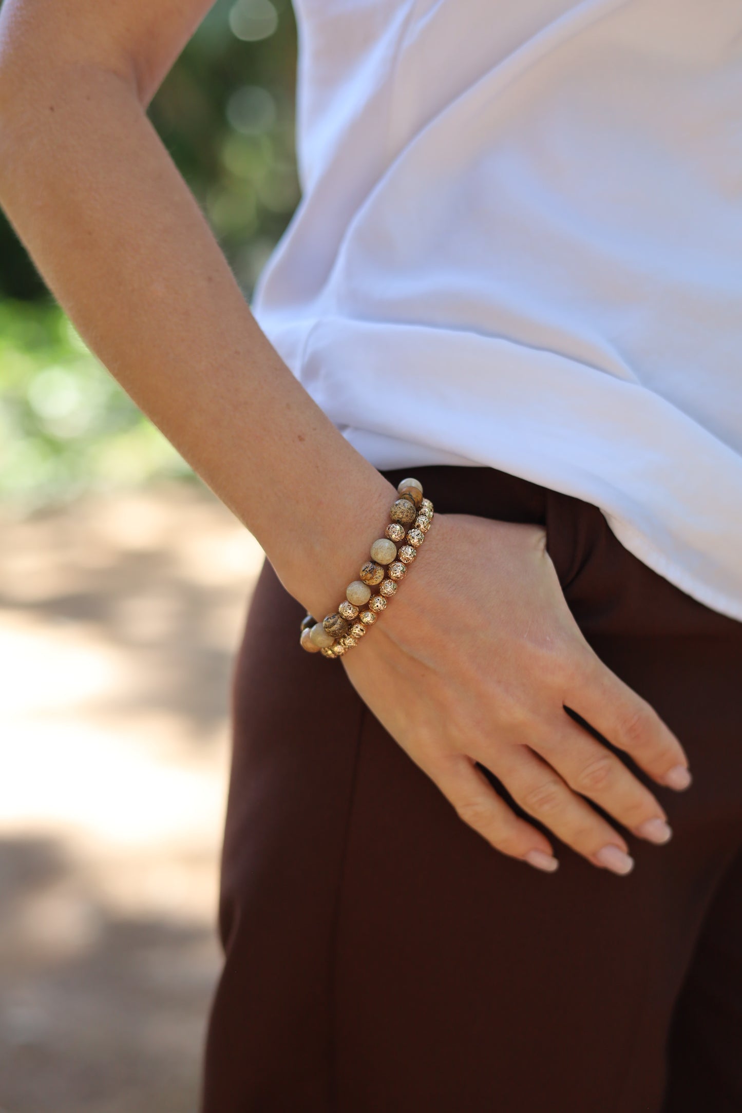 Pulsera de jaspe y lava