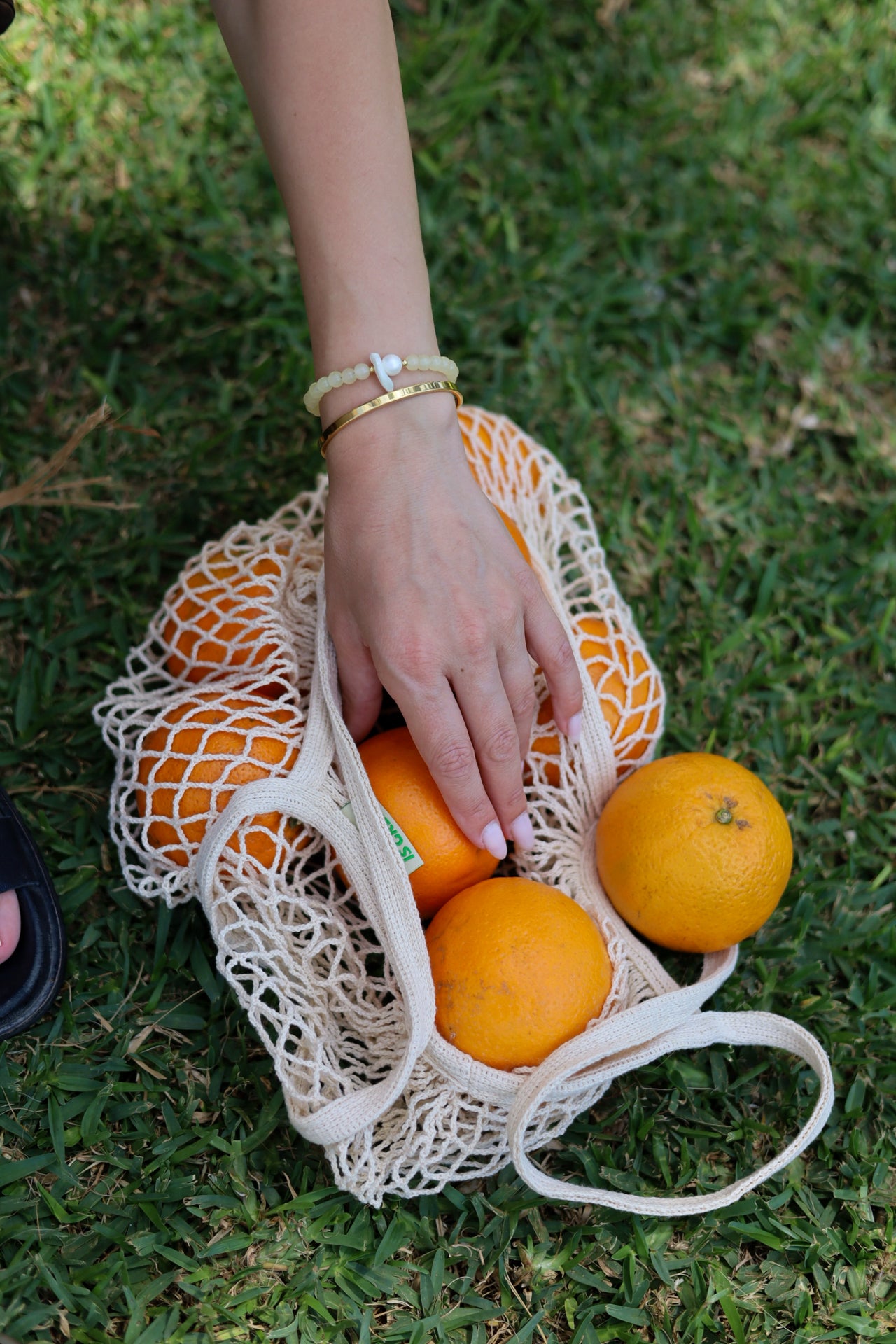 Pulsera de cristal con nácar
