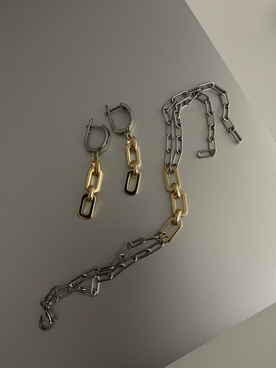 Pendientes - cadenas bicolor