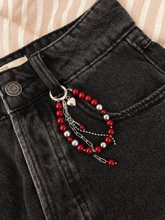 Браслет - подвес из гематита и хрустального жемчуга