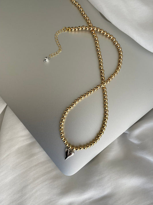 Колье из гематита биколорное