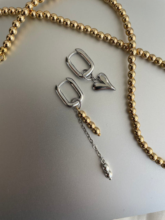 Серьги - овалы биколорные с гематитом