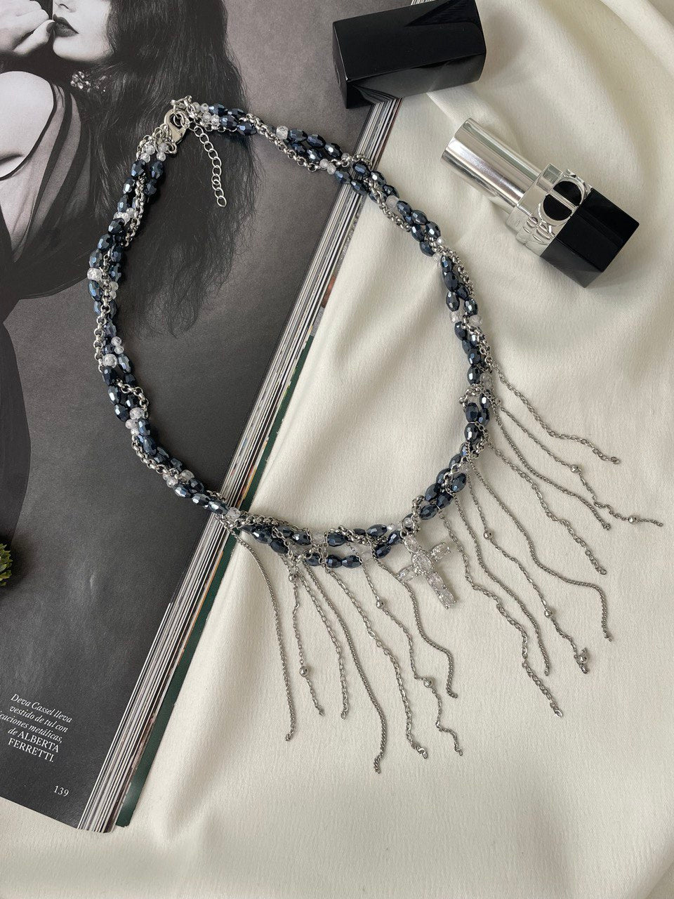 Колье многорядное с крестом