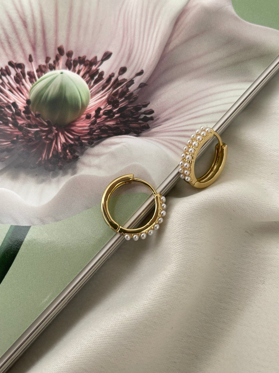 Серьги - кольца с жемчугом