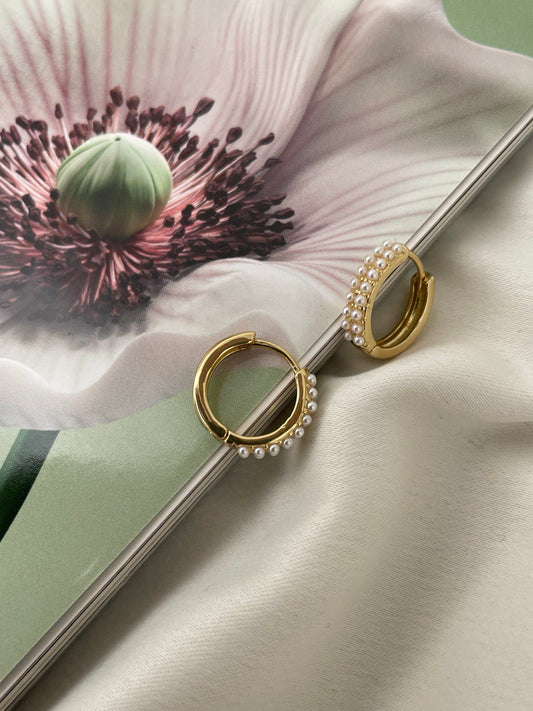 Серьги - кольца с жемчугом