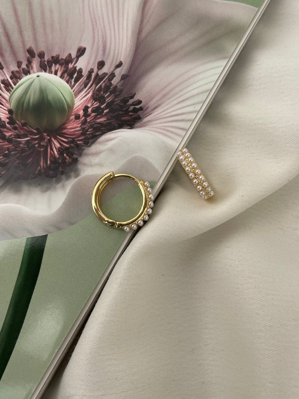 Серьги - кольца с жемчугом