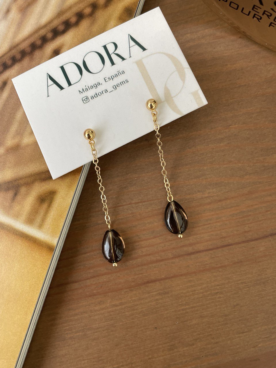 Drop earrings made of rauchtopaz