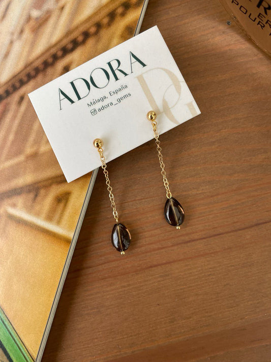 Drop earrings made of rauchtopaz