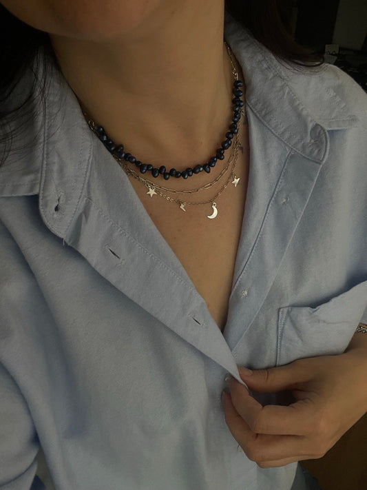 Цепочка с синим жемчугом