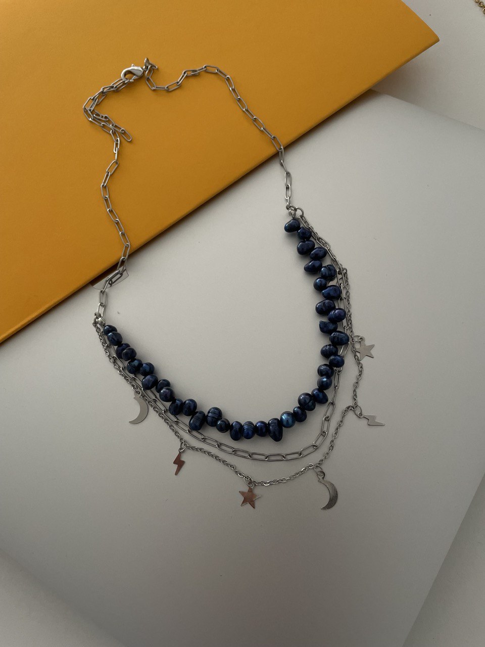 Цепочка с синим жемчугом