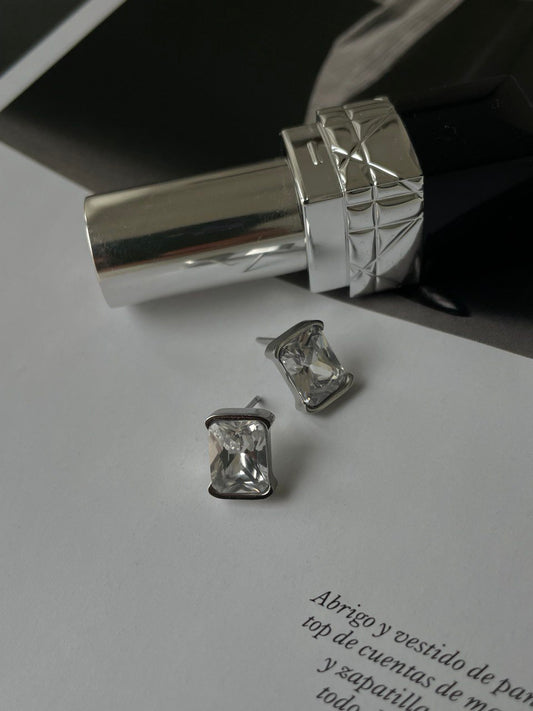 Earrings - studs with transparent crystal