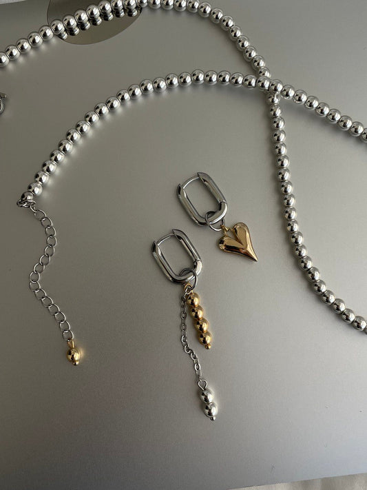 Серьги - овалы биколорные с гематитом