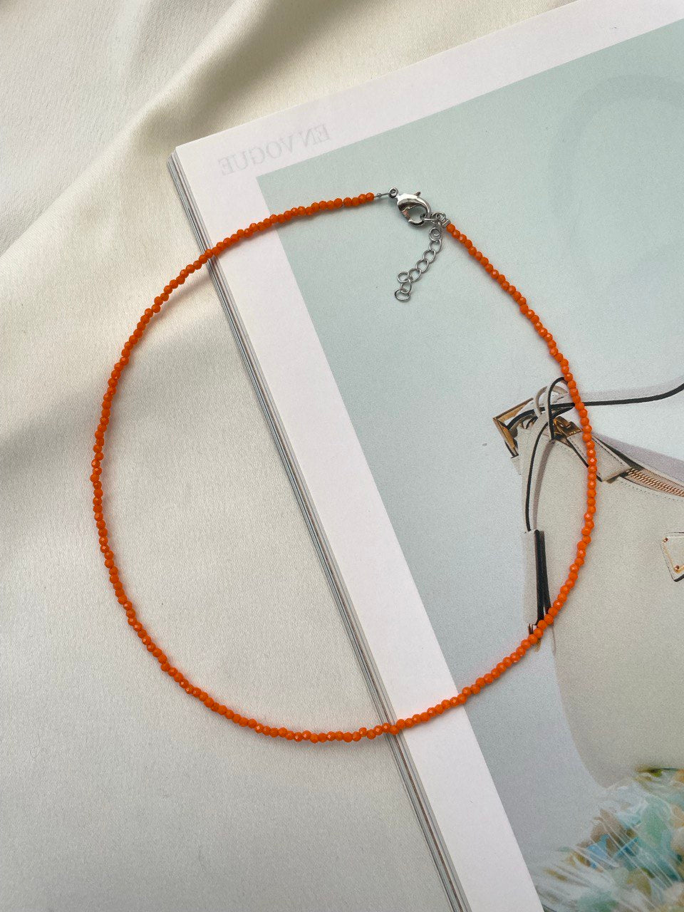 Thin necklace made of colored spinel