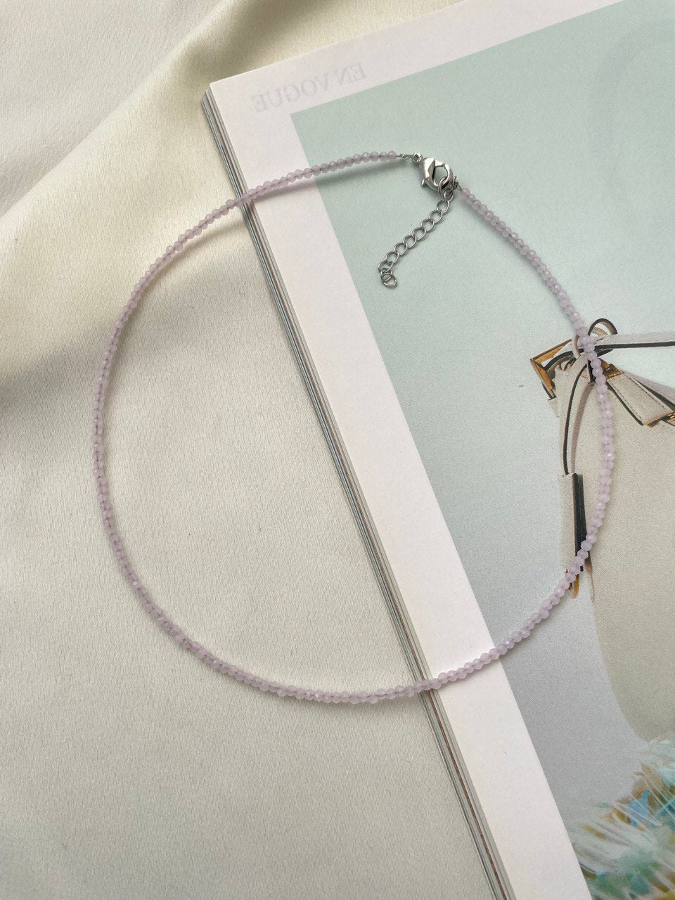 Thin necklace made of colored spinel