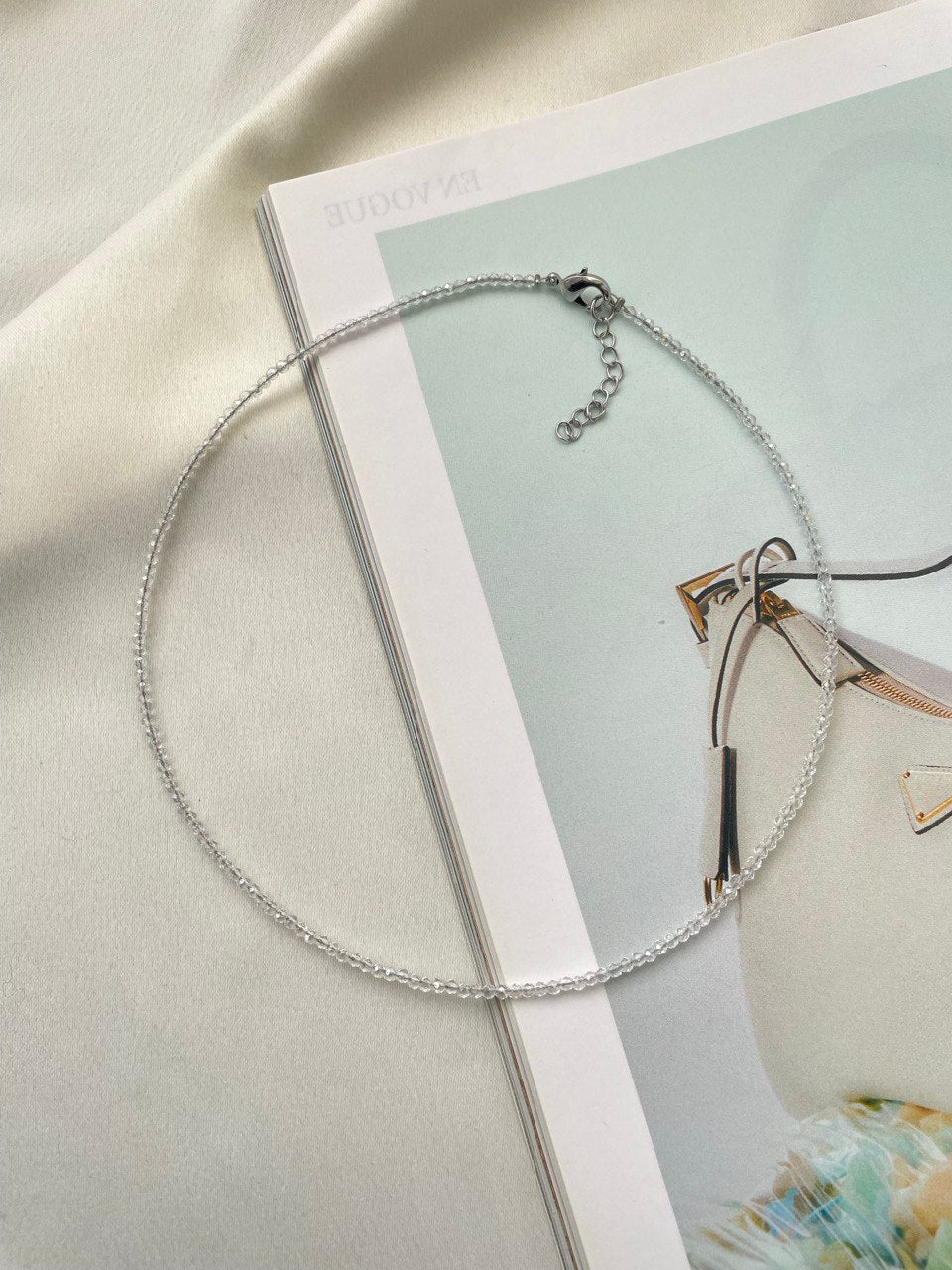 Thin necklace made of colored spinel