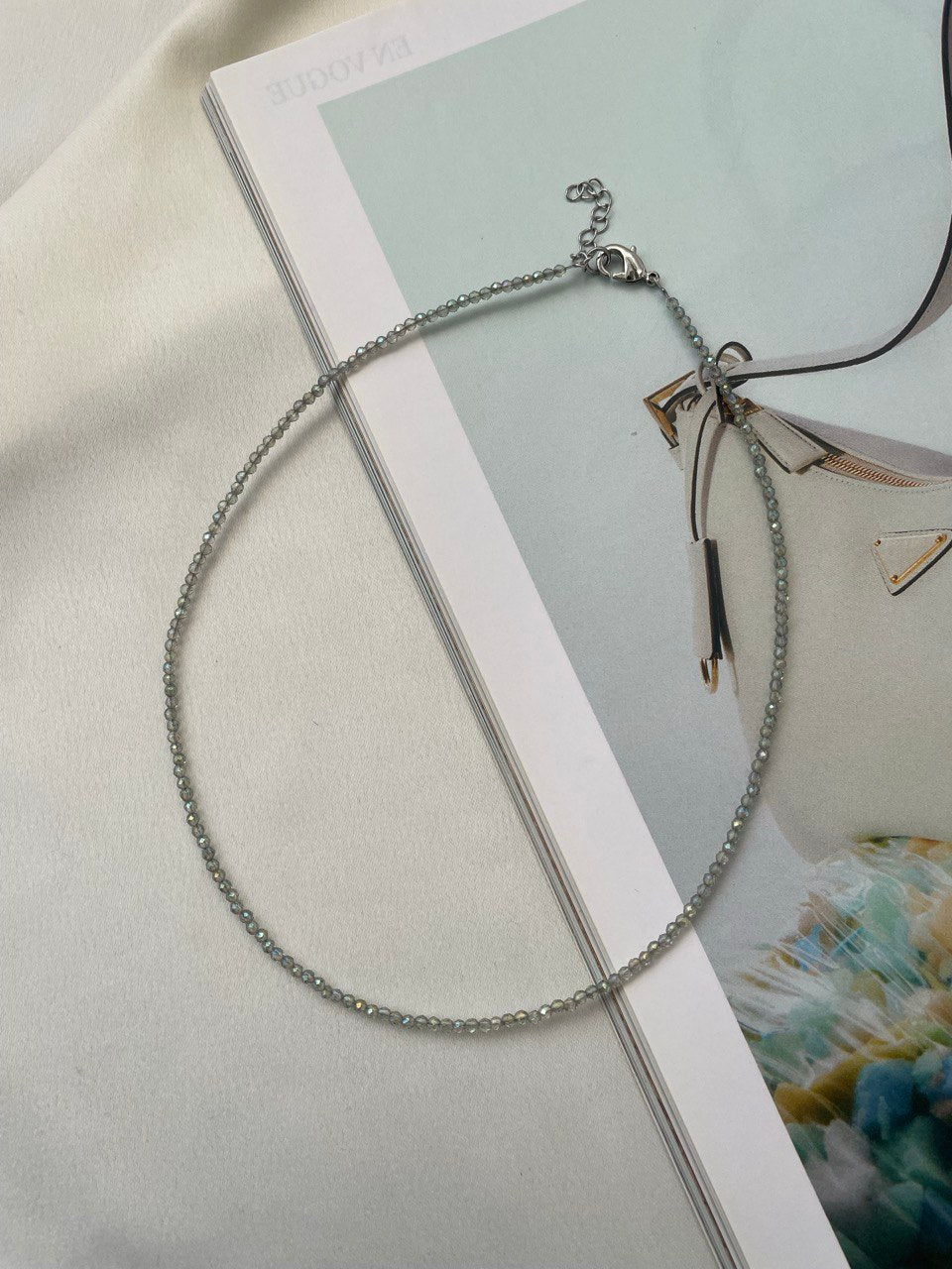 Thin necklace made of colored spinel