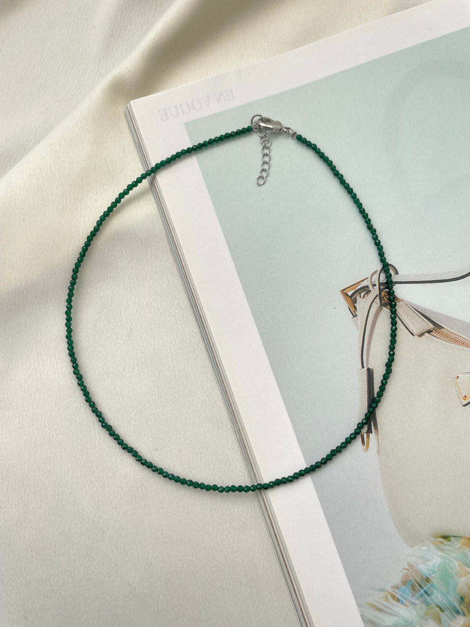 Thin necklace made of colored spinel