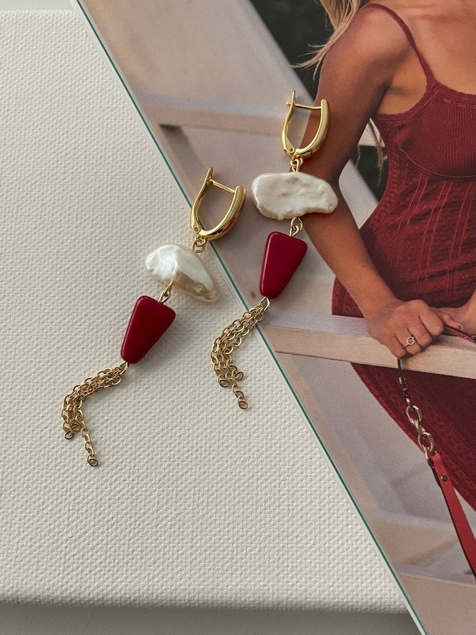 Earrings "Prague" with pearls