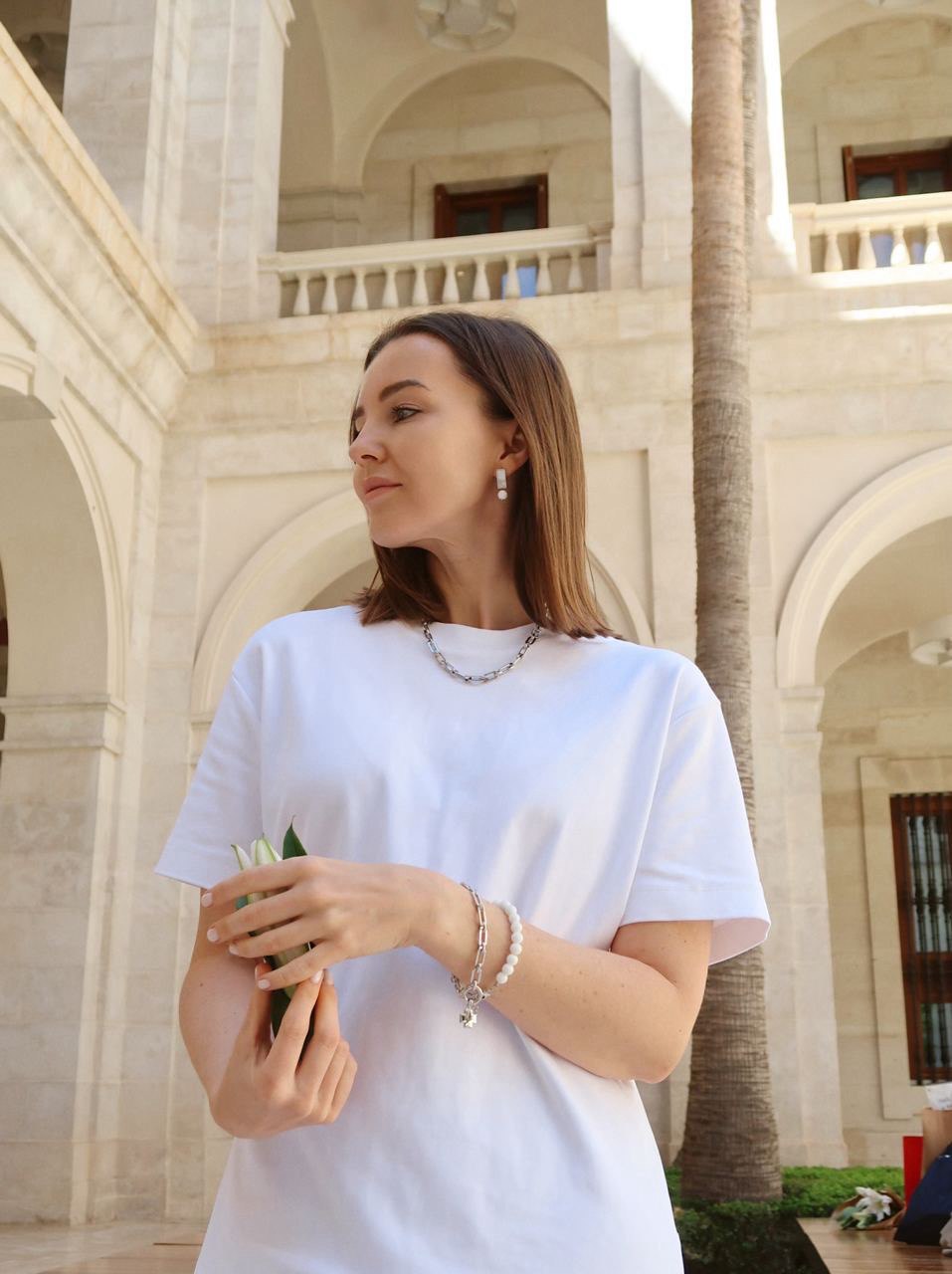 Браслет из белого кварца