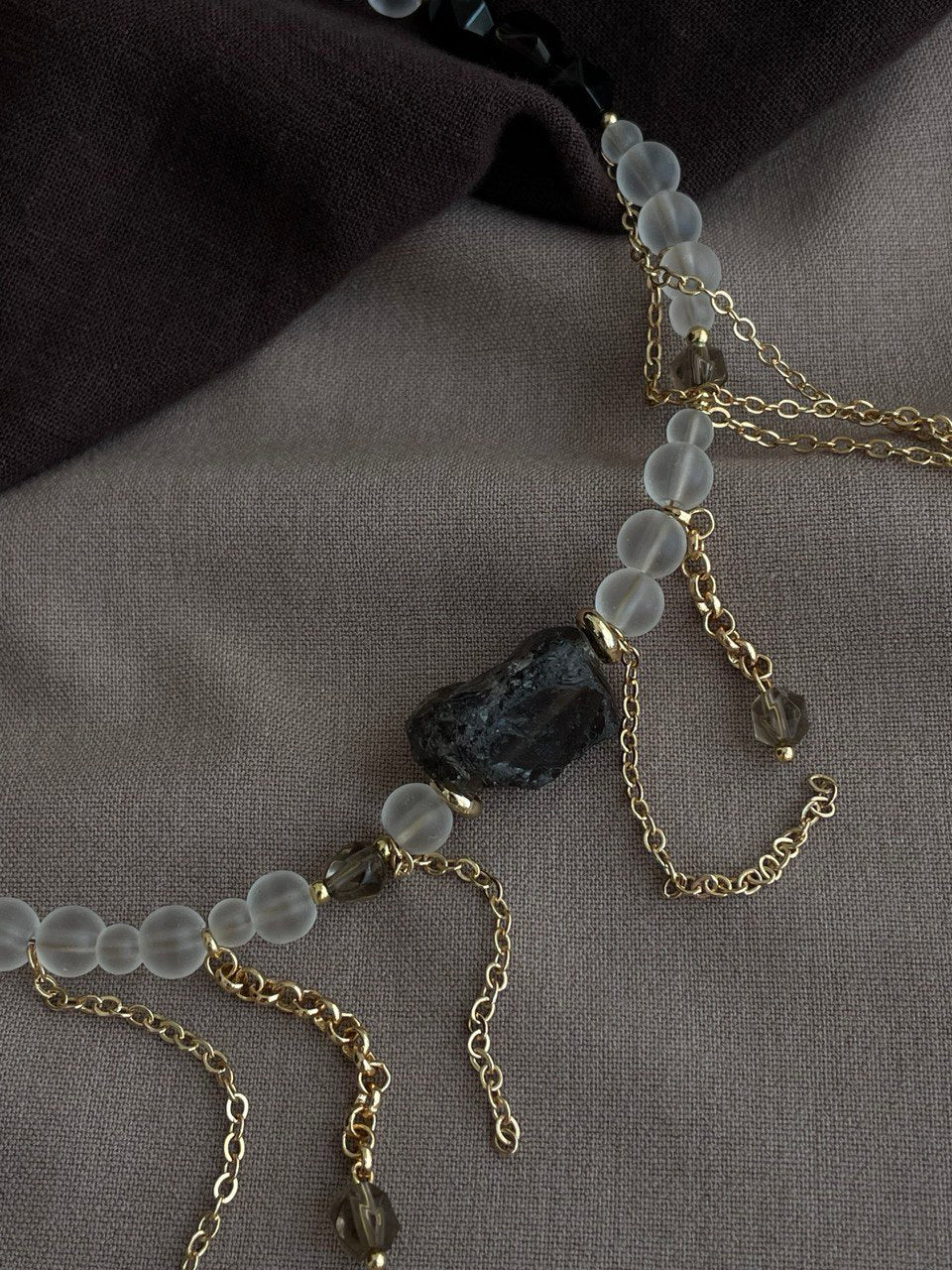 Колье с дымчатым кварцем