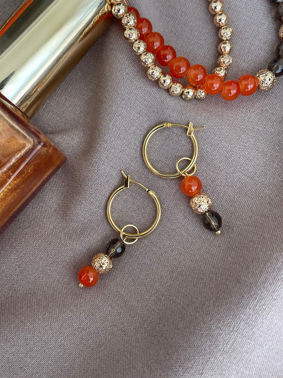 Серьги - кольца с подвесками