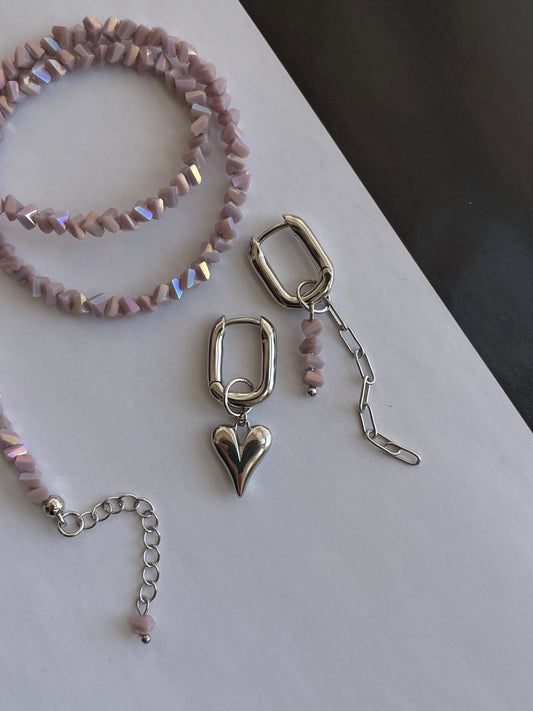 Серьги - овалы "Розовая дымка"