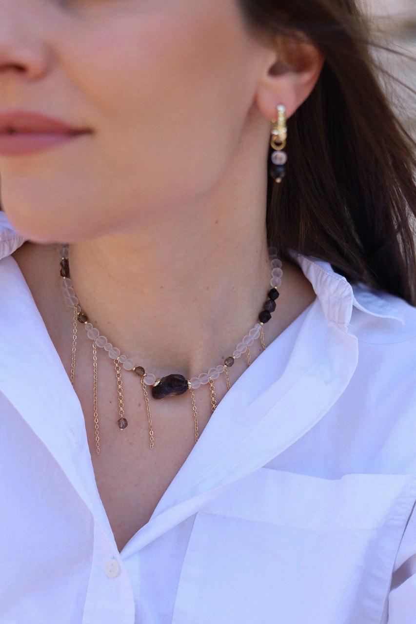 Колье с дымчатым кварцем