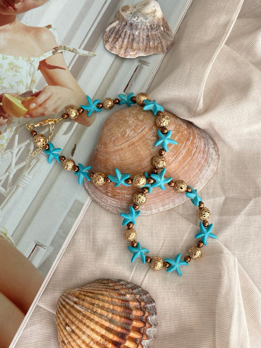 Колье из гематита и лавы