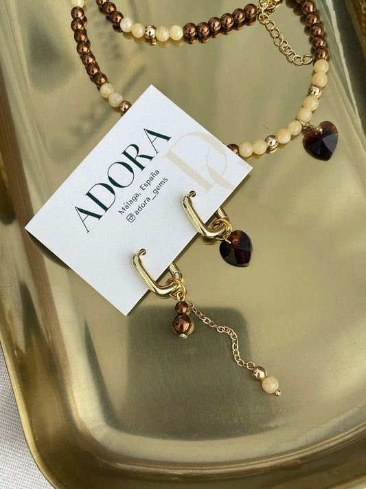 Серьги с хрустальным сердечком