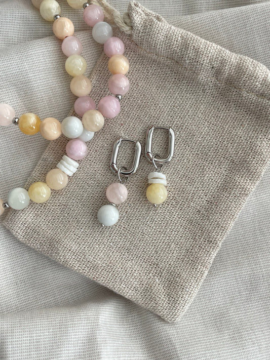 Серьги - овалы с кварцем