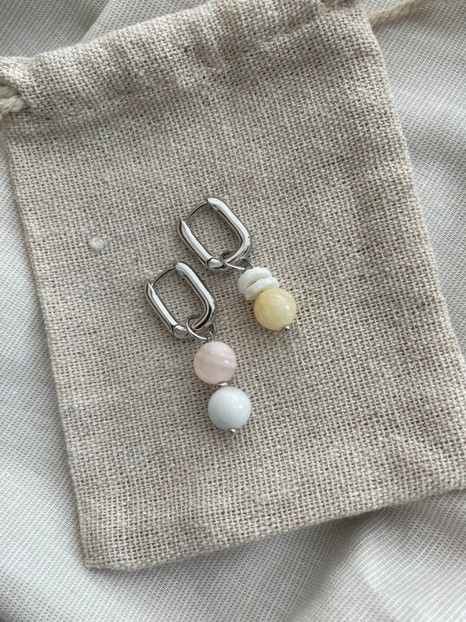 Серьги - овалы с кварцем