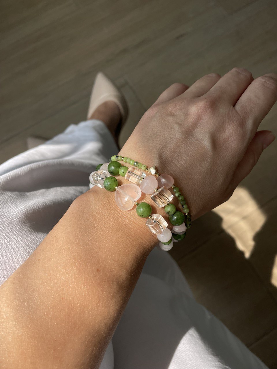 Pulsera de jade facetado