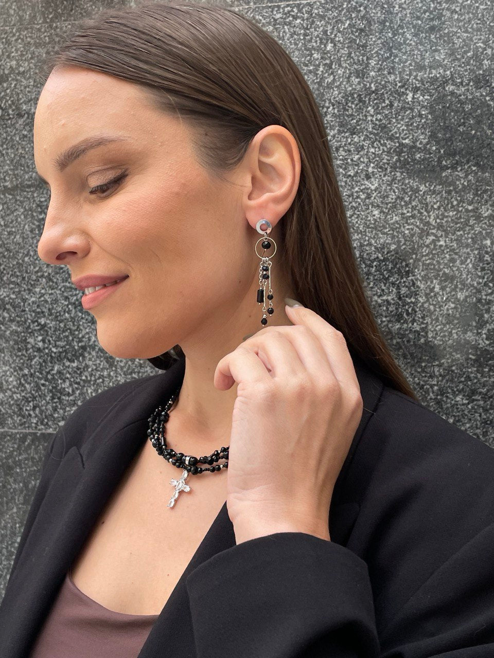 Серьги "Черный лебедь"