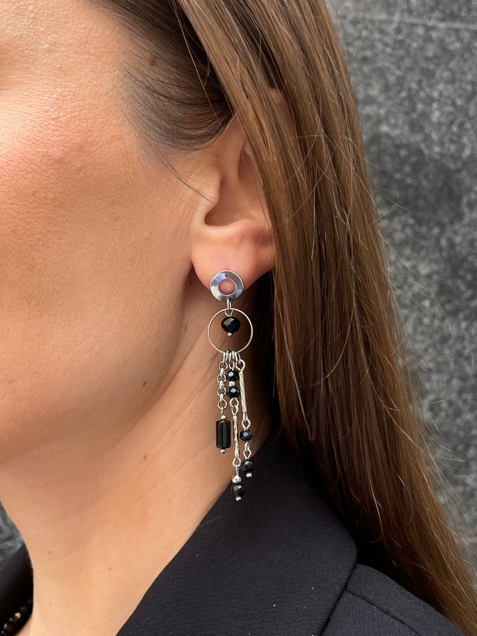 Серьги "Черный лебедь"