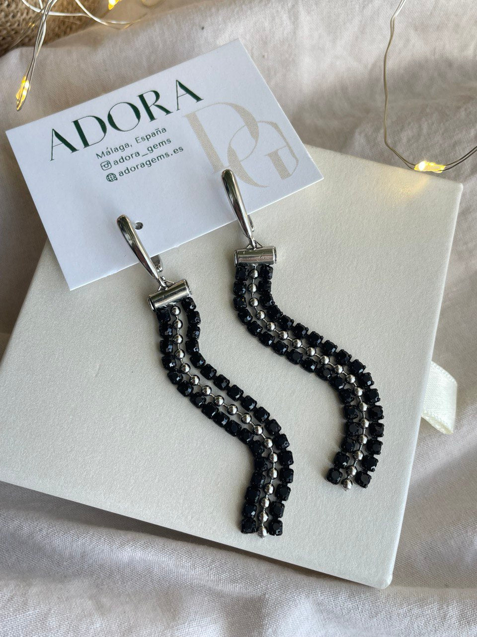 Серьги "Каскад" черные