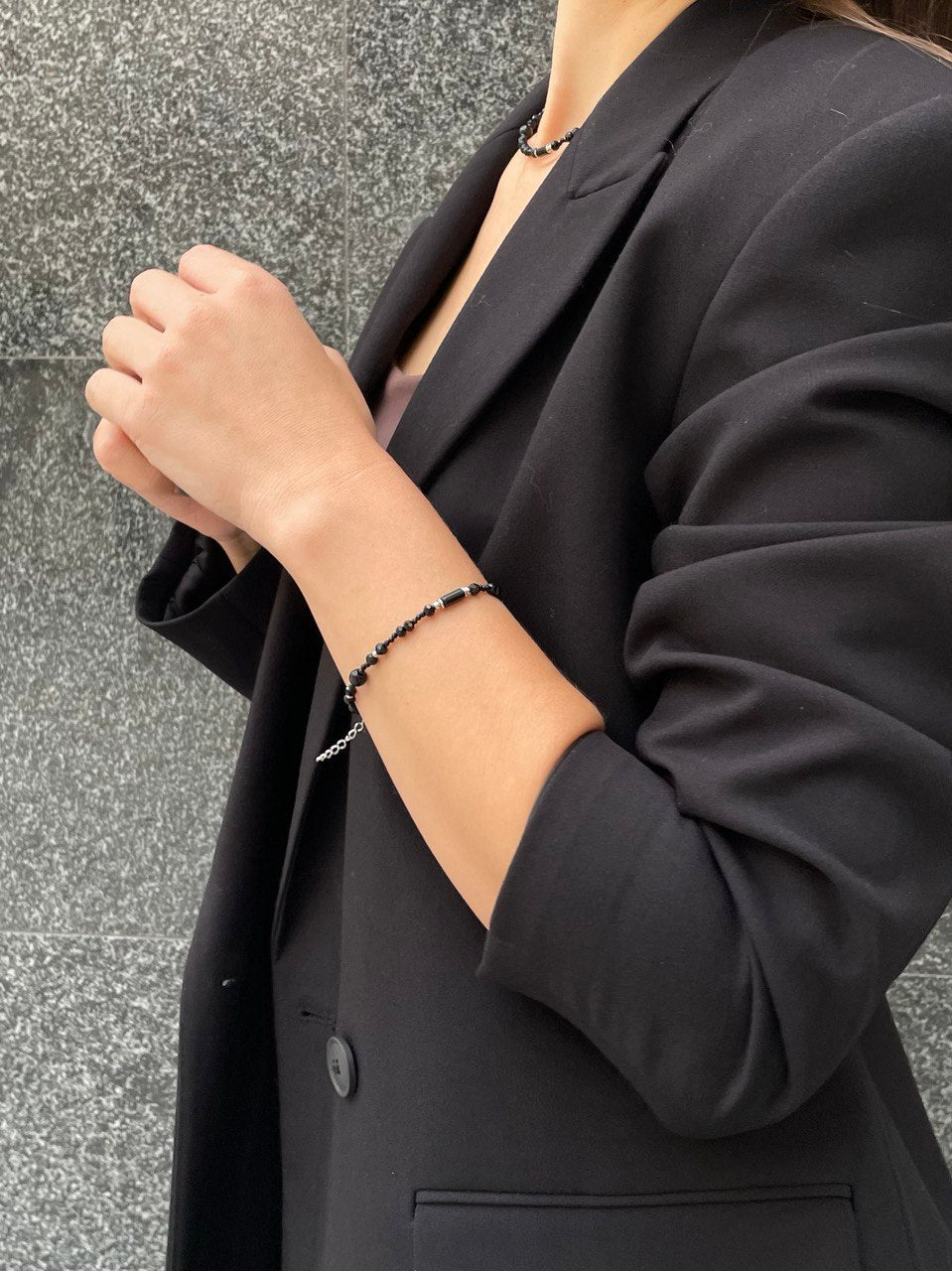 Браслет "Черный лебедь" тонкий