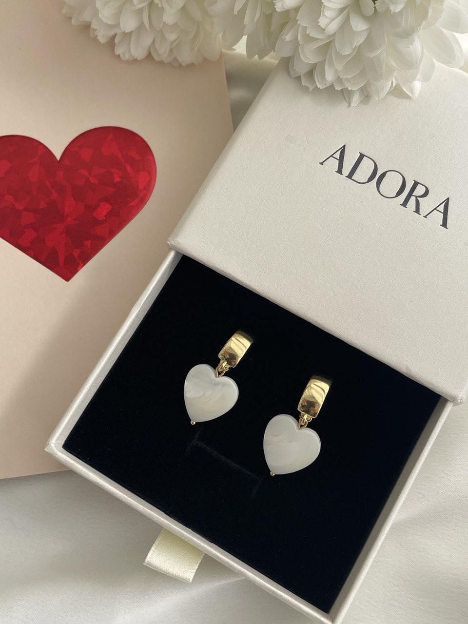 Серьги - сердечки из перламутра