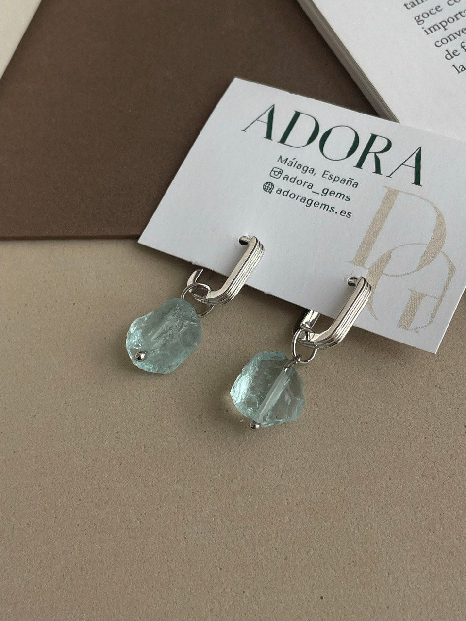 Серьги с аквакварцем