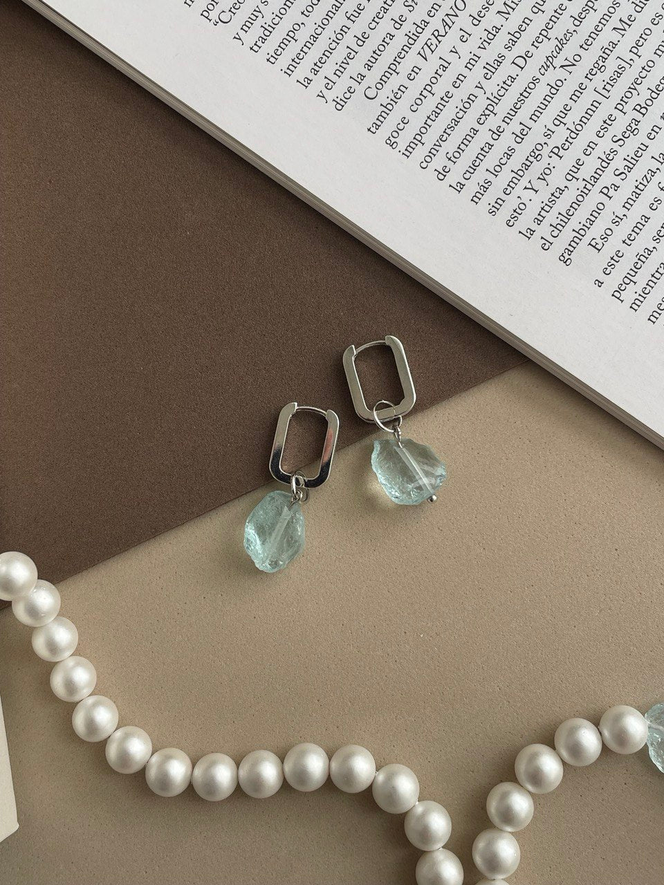 Серьги с аквакварцем