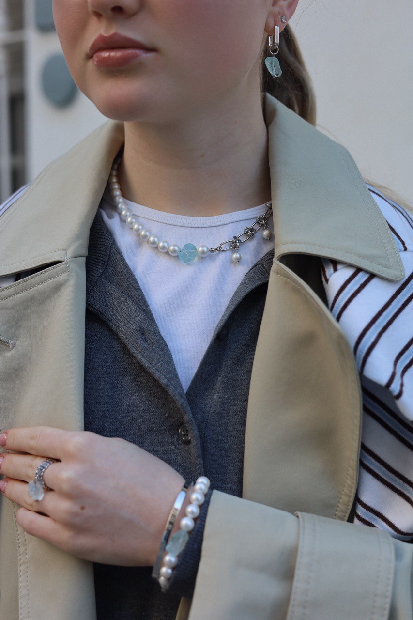 Серьги с аквакварцем