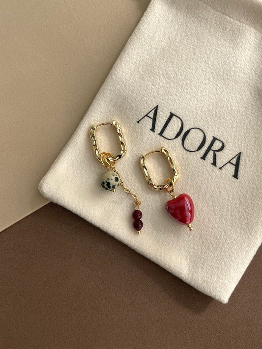 Серьги с сердечком из керамики