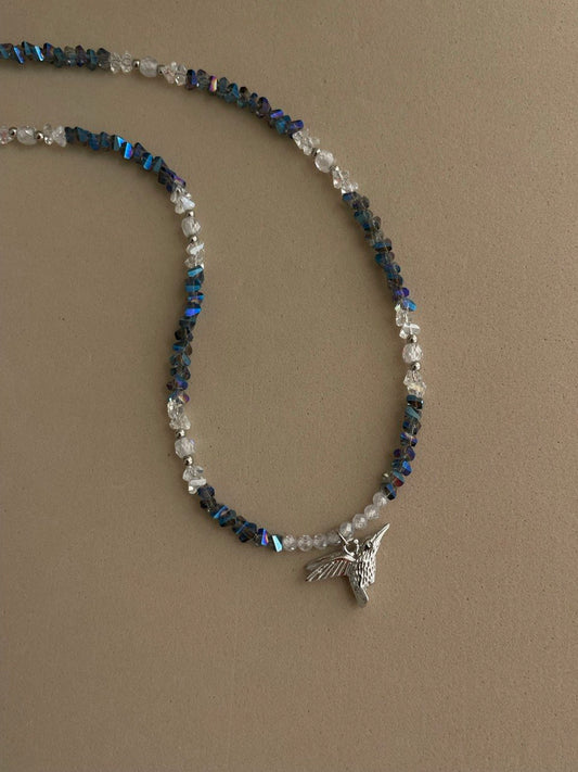 Колье "Колибри" с фианитами